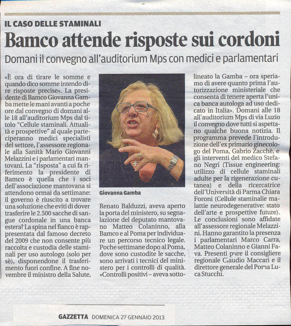 Gazzetta di Mantova 27 Gennaio 2013