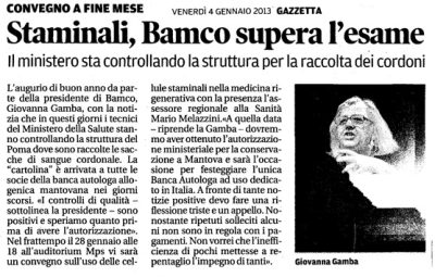 Gazzetta di Mantova 4 Gennaio 2013