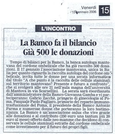 Gazzetta di Mantova 13 Gennaio 2006