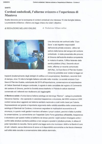 Corriere.it del 23 settembre 2019